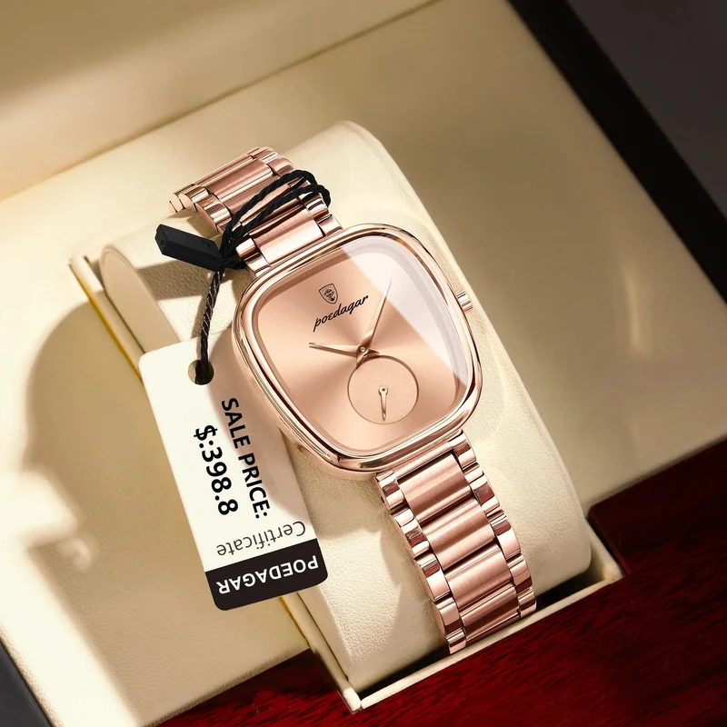 POEDAGAR Luxusuhr für Damen, wasserdicht, Edelstahl, Quarz, Damenuhr, hochwertige Damenuhr, elegante Damenuhr