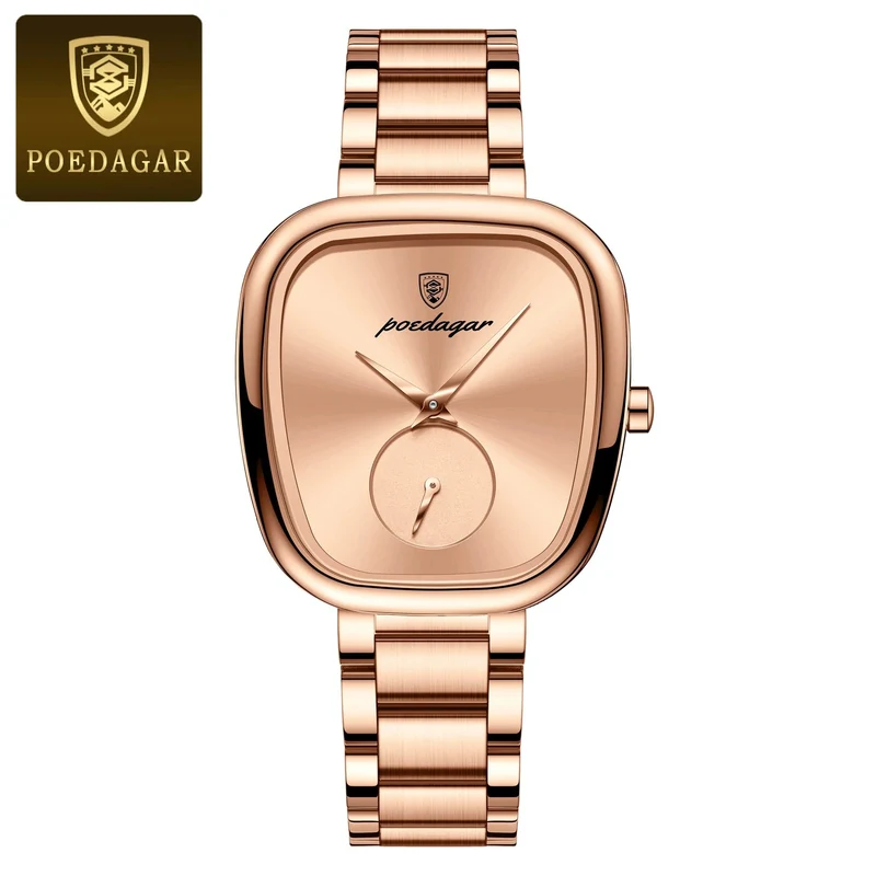 POEDAGAR Luxusuhr für Damen, wasserdicht, Edelstahl, Quarz, Damenuhr, hochwertige Damenuhr, elegante Damenuhr