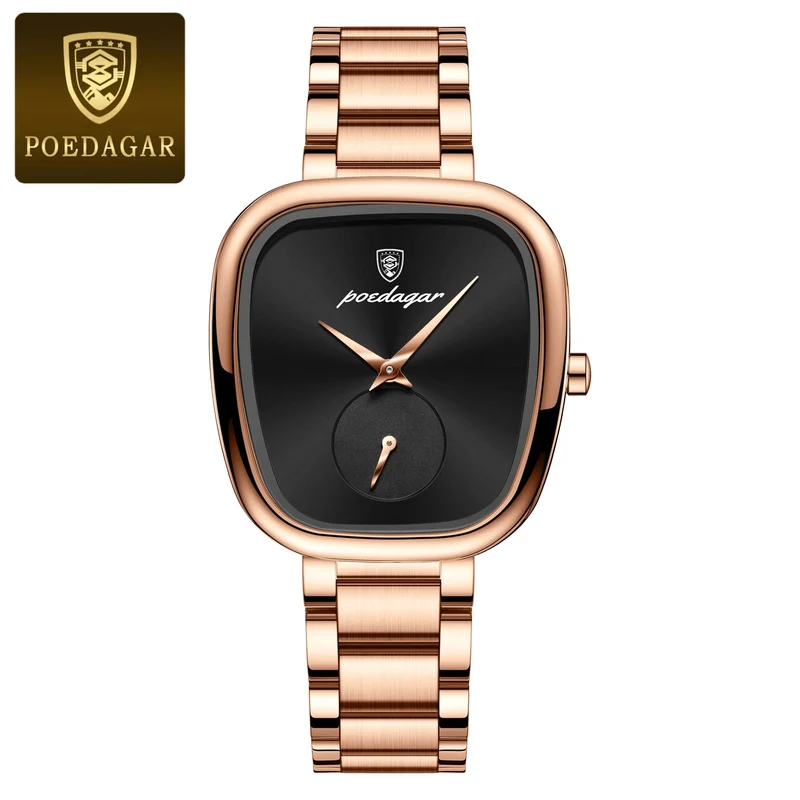 POEDAGAR Luxusuhr für Damen, wasserdicht, Edelstahl, Quarz, Damenuhr, hochwertige Damenuhr, elegante Damenuhr