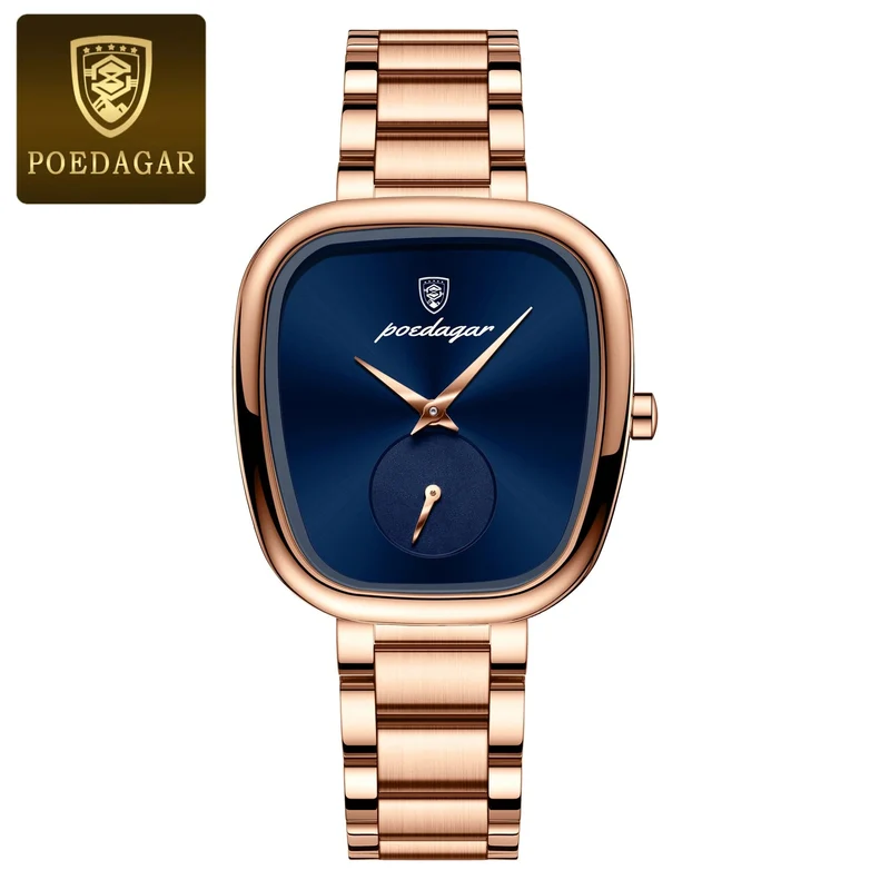 POEDAGAR Luxusuhr für Damen, wasserdicht, Edelstahl, Quarz, Damenuhr, hochwertige Damenuhr, elegante Damenuhr