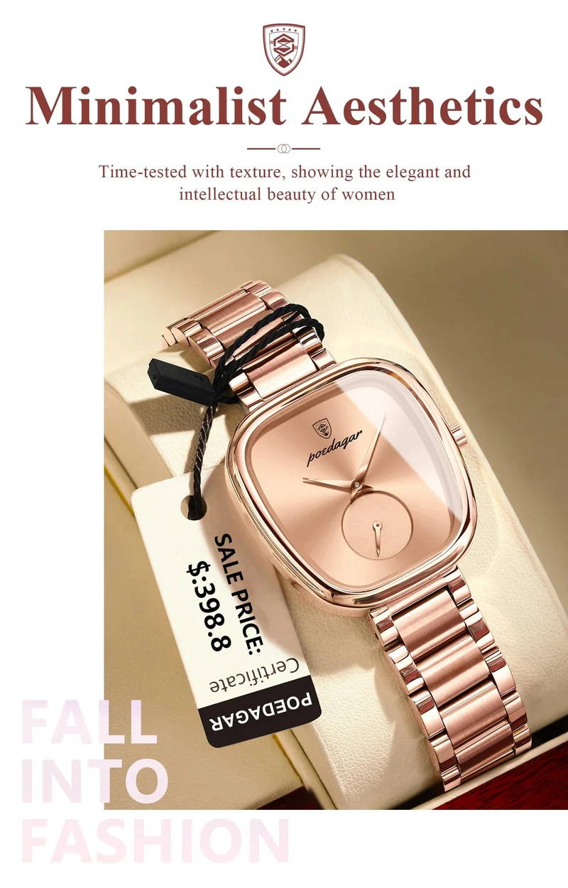 POEDAGAR Luxusuhr für Damen, wasserdicht, Edelstahl, Quarz, Damenuhr, hochwertige Damenuhr, elegante Damenuhr