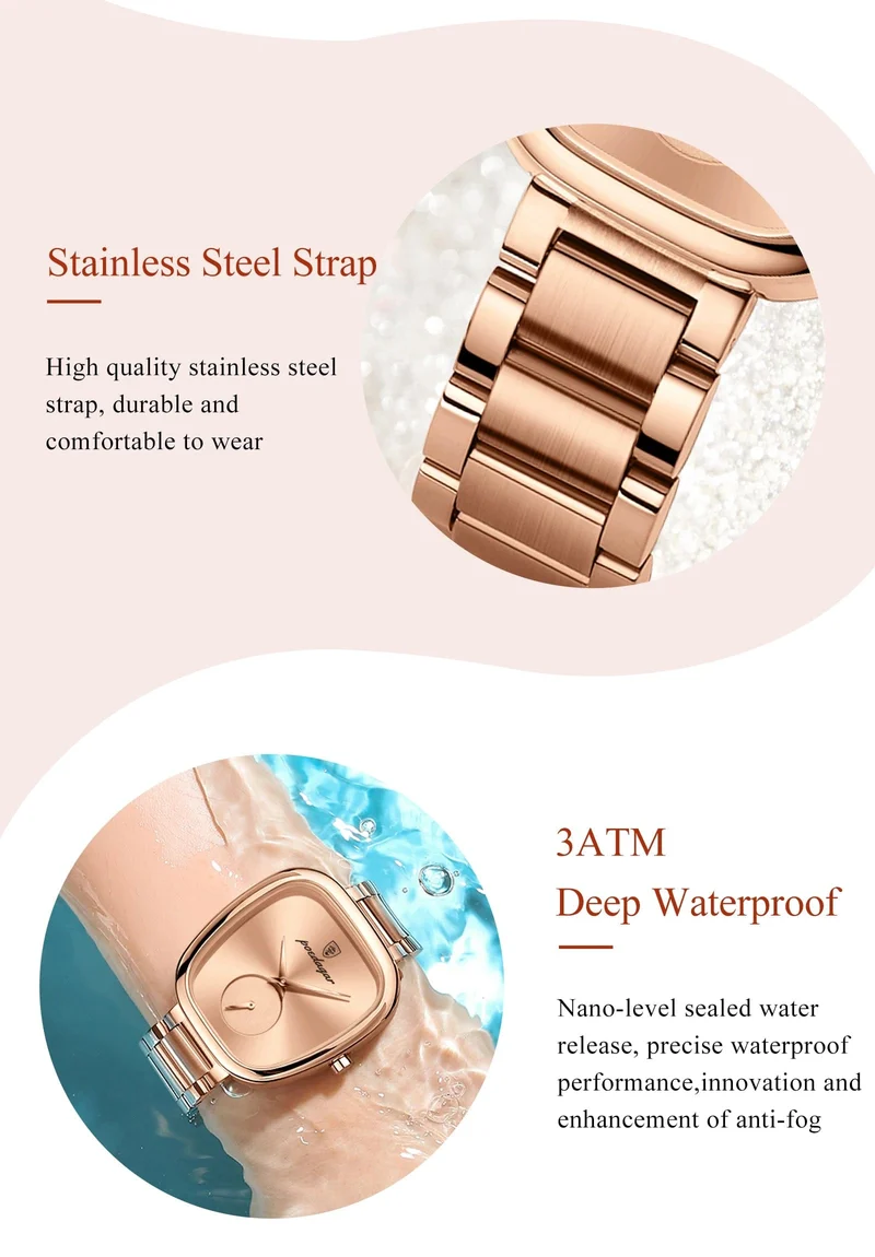 POEDAGAR Luxusuhr für Damen, wasserdicht, Edelstahl, Quarz, Damenuhr, hochwertige Damenuhr, elegante Damenuhr