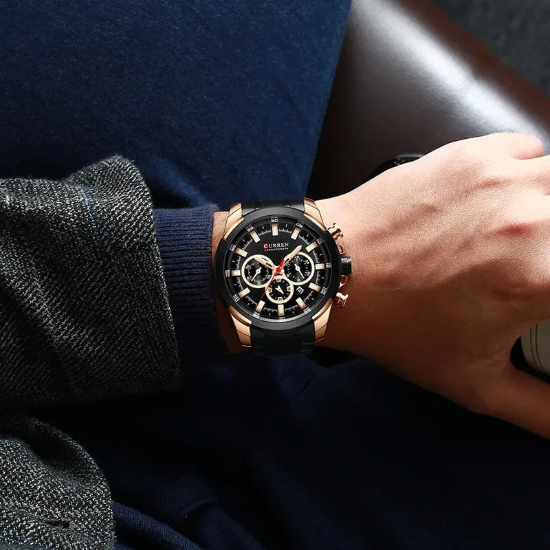 CURREN Herrenuhren Top-Marke Große Sportuhr Luxus Männer Militär Stahl Quarz Armbanduhren Chronograph Gold Design Männliche Uhr