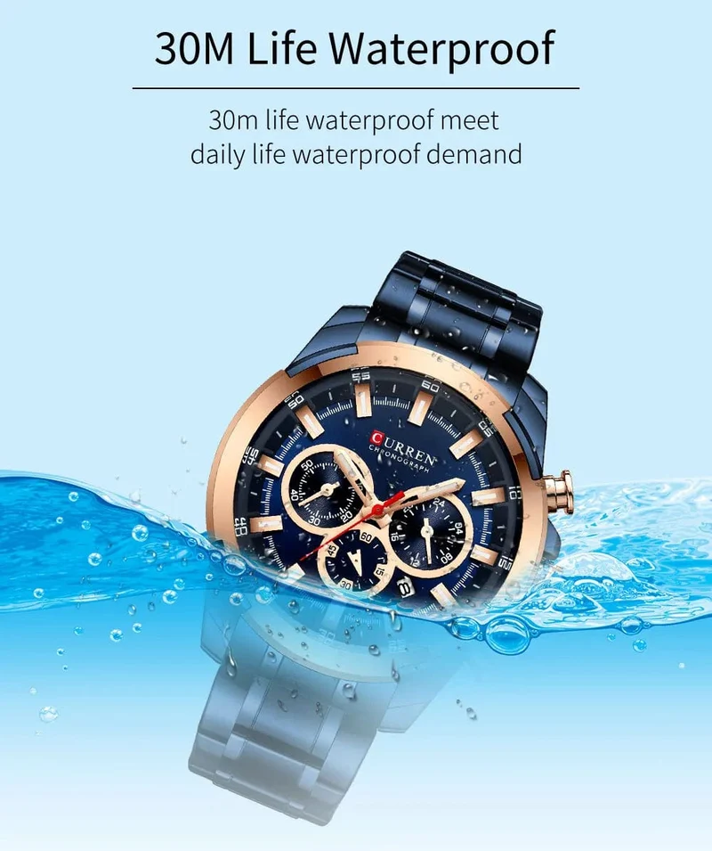 CURREN Herrenuhren Top-Marke Große Sportuhr Luxus Männer Militär Stahl Quarz Armbanduhren Chronograph Gold Design Männliche Uhr