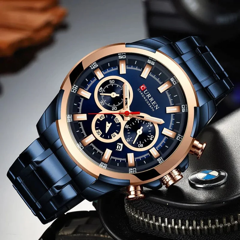 CURREN Herrenuhren Top-Marke Große Sportuhr Luxus Männer Militär Stahl Quarz Armbanduhren Chronograph Gold Design Männliche Uhr