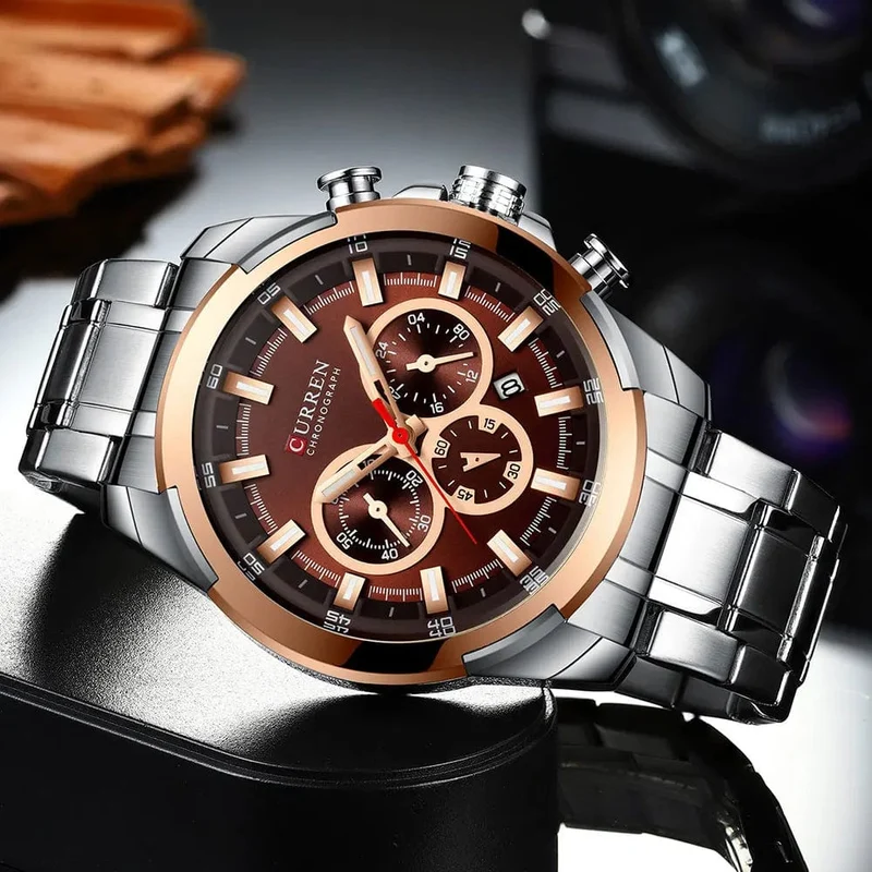 CURREN Herrenuhren Top-Marke Große Sportuhr Luxus Männer Militär Stahl Quarz Armbanduhren Chronograph Gold Design Männliche Uhr