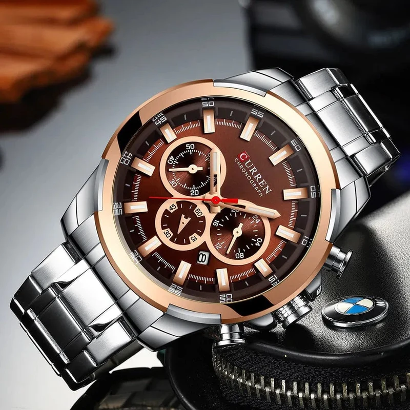 CURREN Herrenuhren Top-Marke Große Sportuhr Luxus Männer Militär Stahl Quarz Armbanduhren Chronograph Gold Design Männliche Uhr
