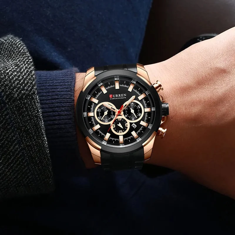 CURREN Herrenuhren Top-Marke Große Sportuhr Luxus Männer Militär Stahl Quarz Armbanduhren Chronograph Gold Design Männliche Uhr