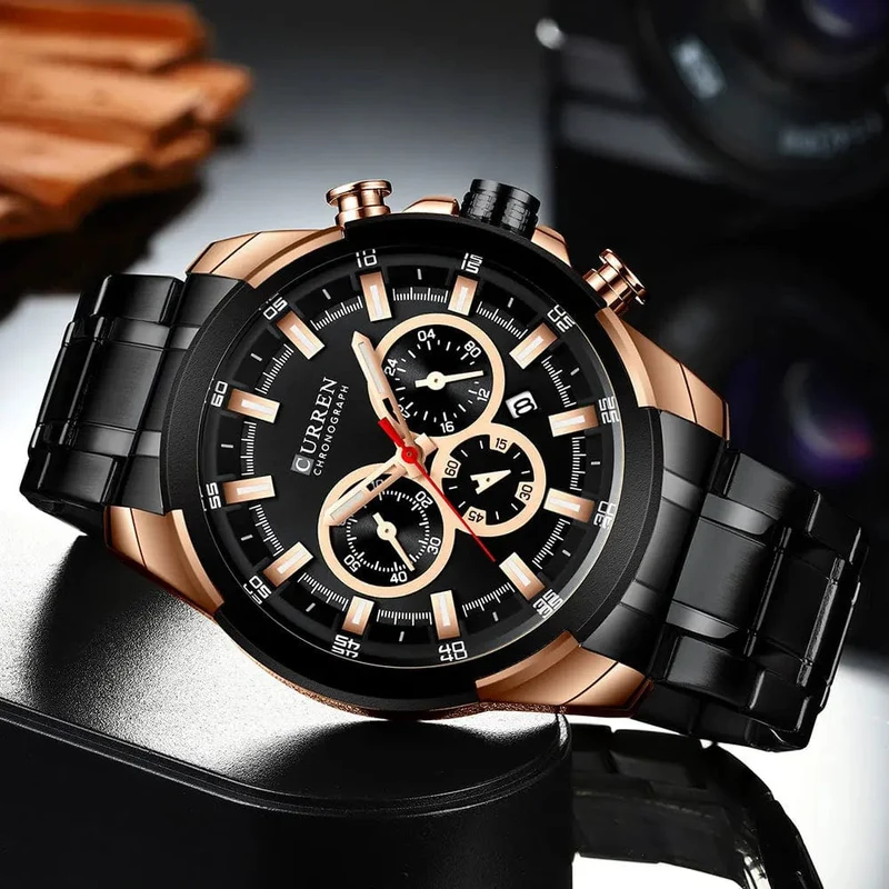 CURREN Herrenuhren Top-Marke Große Sportuhr Luxus Männer Militär Stahl Quarz Armbanduhren Chronograph Gold Design Männliche Uhr