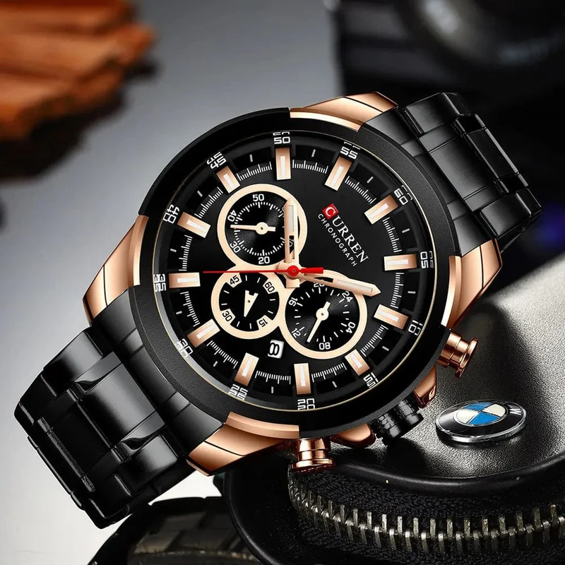 CURREN Herrenuhren Top-Marke Große Sportuhr Luxus Männer Militär Stahl Quarz Armbanduhren Chronograph Gold Design Männliche Uhr