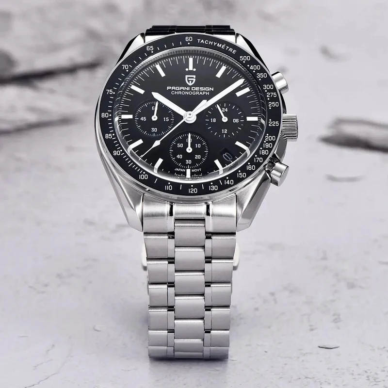 PAGANI DESIGN 2024 Neue Herrenuhren Top-Luxus-Quarzuhr für Männer Auto Date Speed ​​Chronograph AR Saphirspiegel Armbanduhr