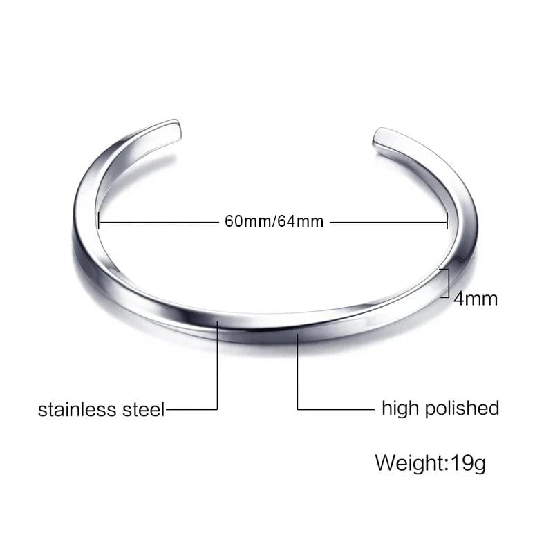 Vnox Vintage Edelstahl Armreif für Männer Frauen Mobius Twisted Manschette Armband Unisex Casual Pulseira Herren Schmuck