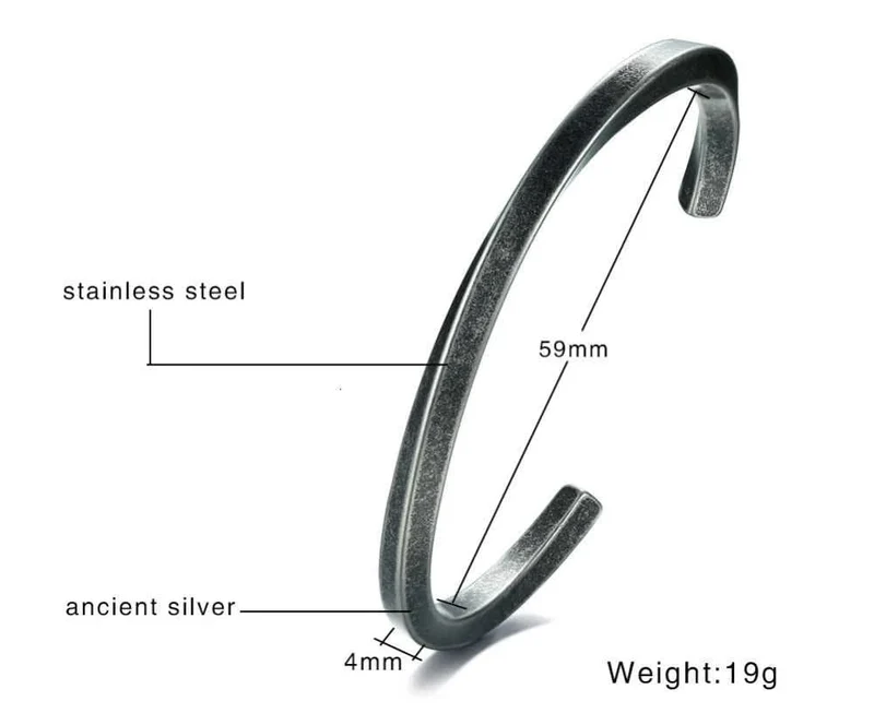Vnox Vintage Edelstahl Armreif für Männer Frauen Mobius Twisted Manschette Armband Unisex Casual Pulseira Herren Schmuck