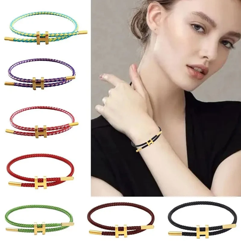 Multicolor Armband Mode Kein Verblassen Wasserdichte Draht Seil Edelstahl DIY Handgewebte Armband Paar