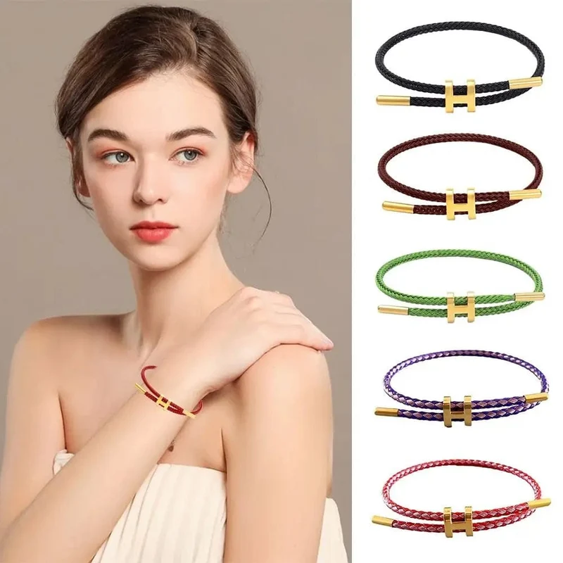 Multicolor Armband Mode Kein Verblassen Wasserdichte Draht Seil Edelstahl DIY Handgewebte Armband Paar