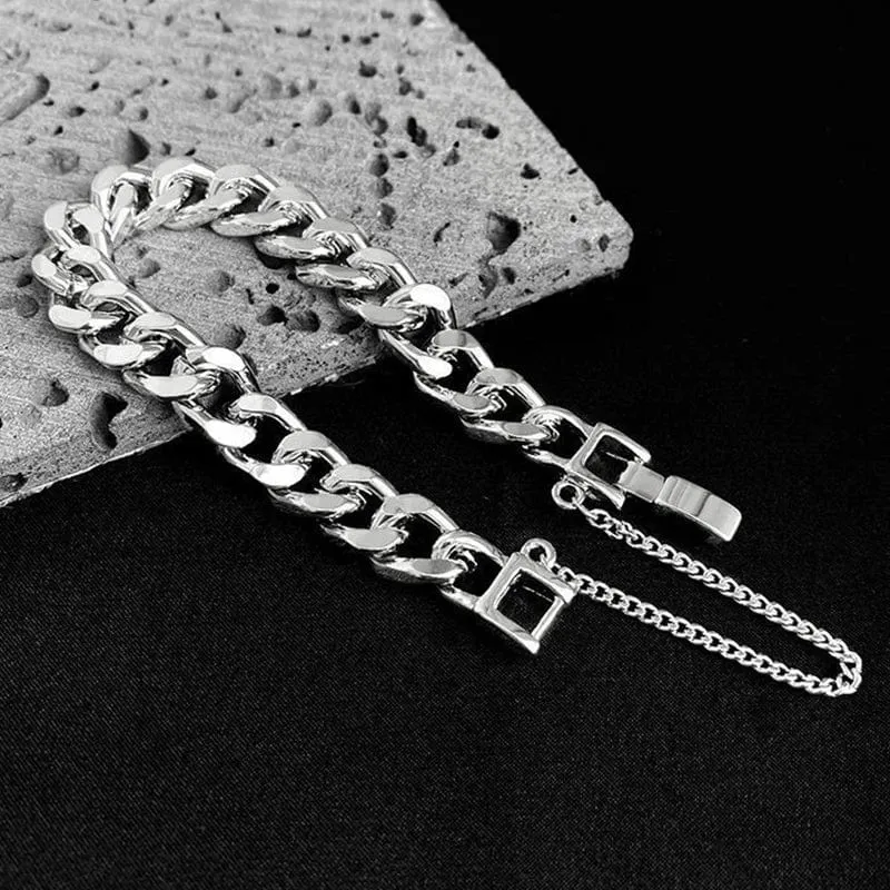 Kpop Edelstahl Metallketten Armbänder für Frauen Männer Punk Splitter Cuban Link Kette Armband Armband Klassische Charms Schmuck
