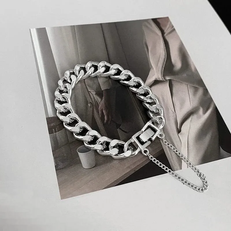 Kpop Edelstahl Metallketten Armbänder für Frauen Männer Punk Splitter Cuban Link Kette Armband Armband Klassische Charms Schmuck