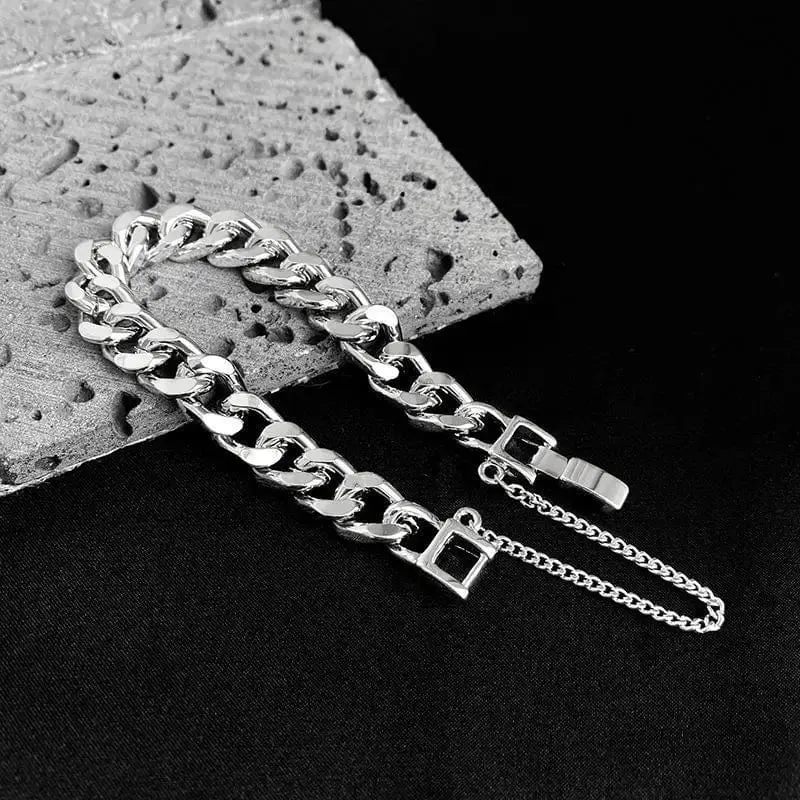 Kpop Edelstahl Metallketten Armbänder für Frauen Männer Punk Splitter Cuban Link Kette Armband Armband Klassische Charms Schmuck