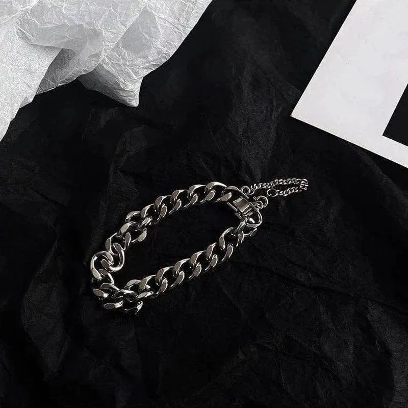 Kpop Edelstahl Metallketten Armbänder für Frauen Männer Punk Splitter Cuban Link Kette Armband Armband Klassische Charms Schmuck