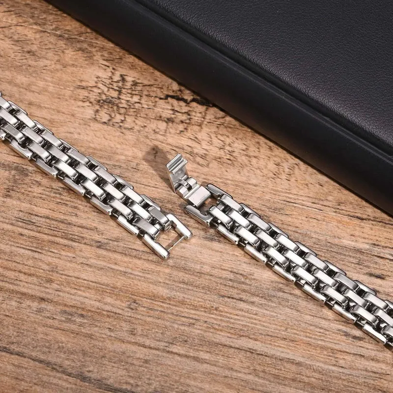 Vnox 11 mm Armband in Armbandform für Männer, Teenager, Jungen, Riemenkettenarmbänder, Edelstahlarmband in Schwarz und Silber