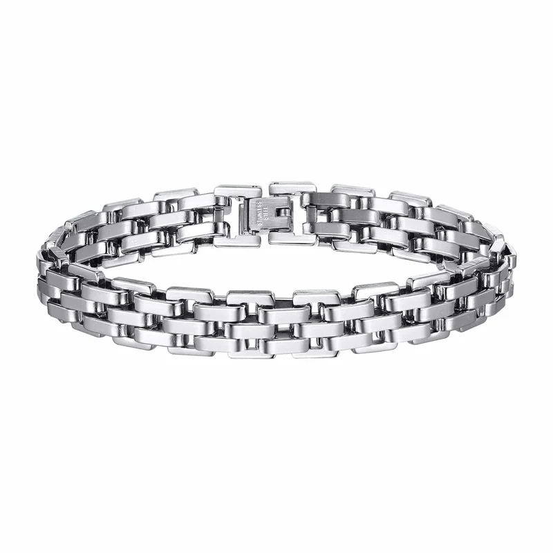 Vnox 11 mm Armband in Armbandform für Männer, Teenager, Jungen, Riemenkettenarmbänder, Edelstahlarmband in Schwarz und Silber