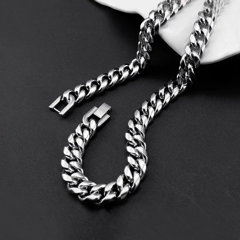 6–12 mm kubanisches Kettenarmband für Herren, wasserdichtes Panzerkettenarmband aus Edelstahl, Punk-Schmuckgeschenke