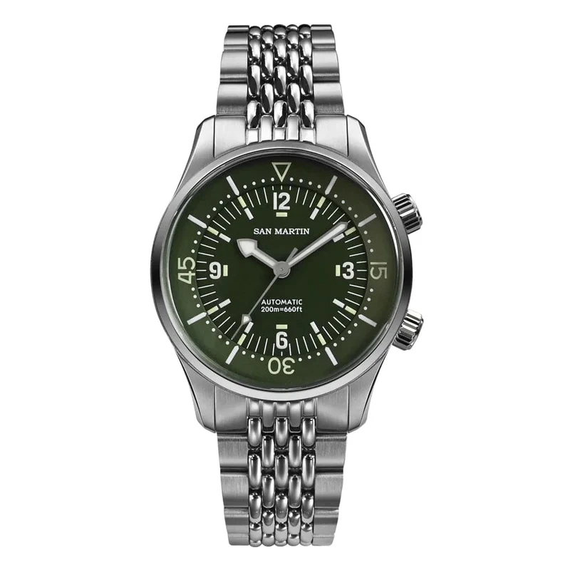San Martin 39mm Leyenda Taucheruhr NH35 Automatisches mechanisches Uhrwerk AR Saphir Leuchtend Wasserdicht 200m Uhren SN0141W