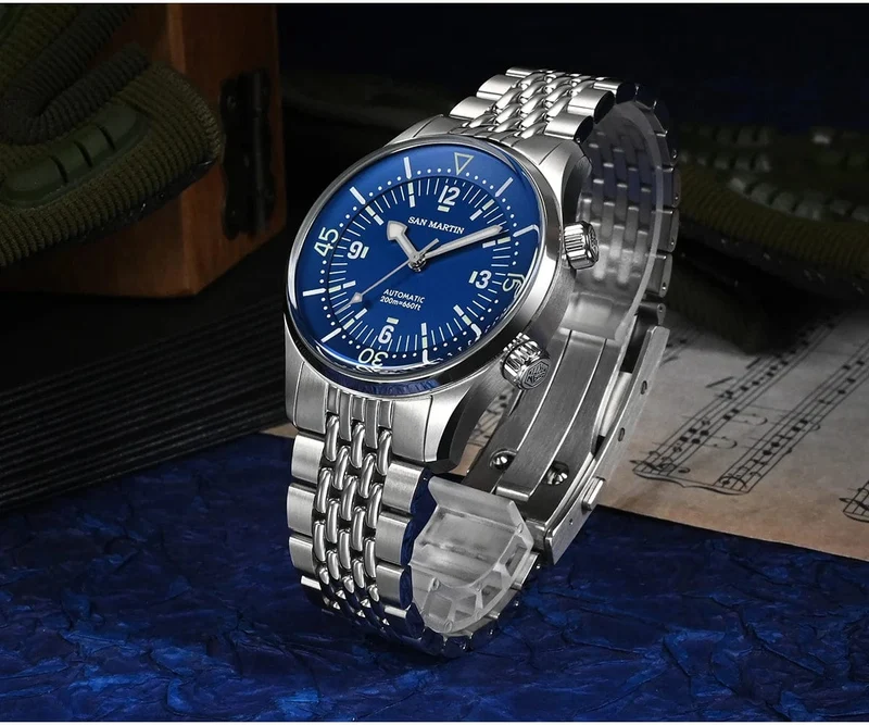 San Martin 39mm Leyenda Taucheruhr NH35 Automatisches mechanisches Uhrwerk AR Saphir Leuchtend Wasserdicht 200m Uhren SN0141W