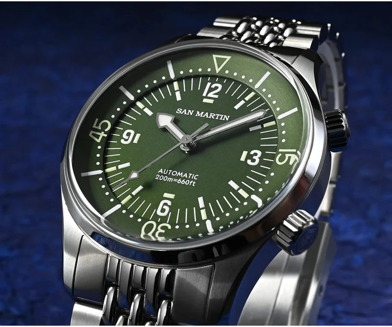 San Martin 39mm Leyenda Taucheruhr NH35 Automatisches mechanisches Uhrwerk AR Saphir Leuchtend Wasserdicht 200m Uhren SN0141W
