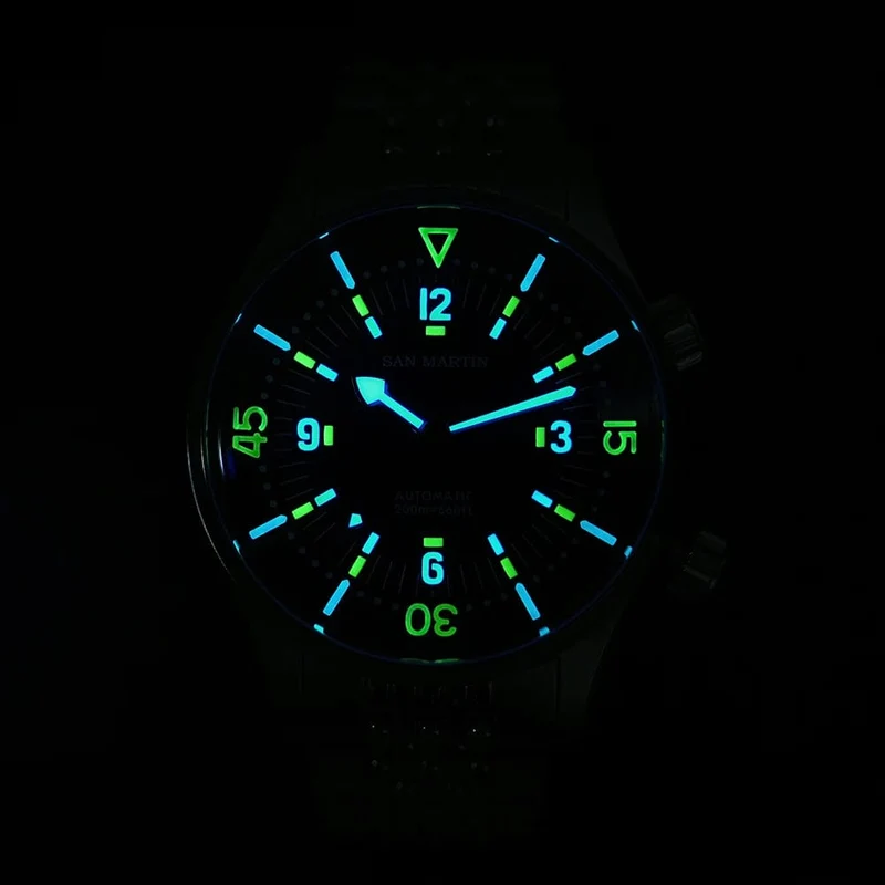 San Martin 39mm Leyenda Taucheruhr NH35 Automatisches mechanisches Uhrwerk AR Saphir Leuchtend Wasserdicht 200m Uhren SN0141W