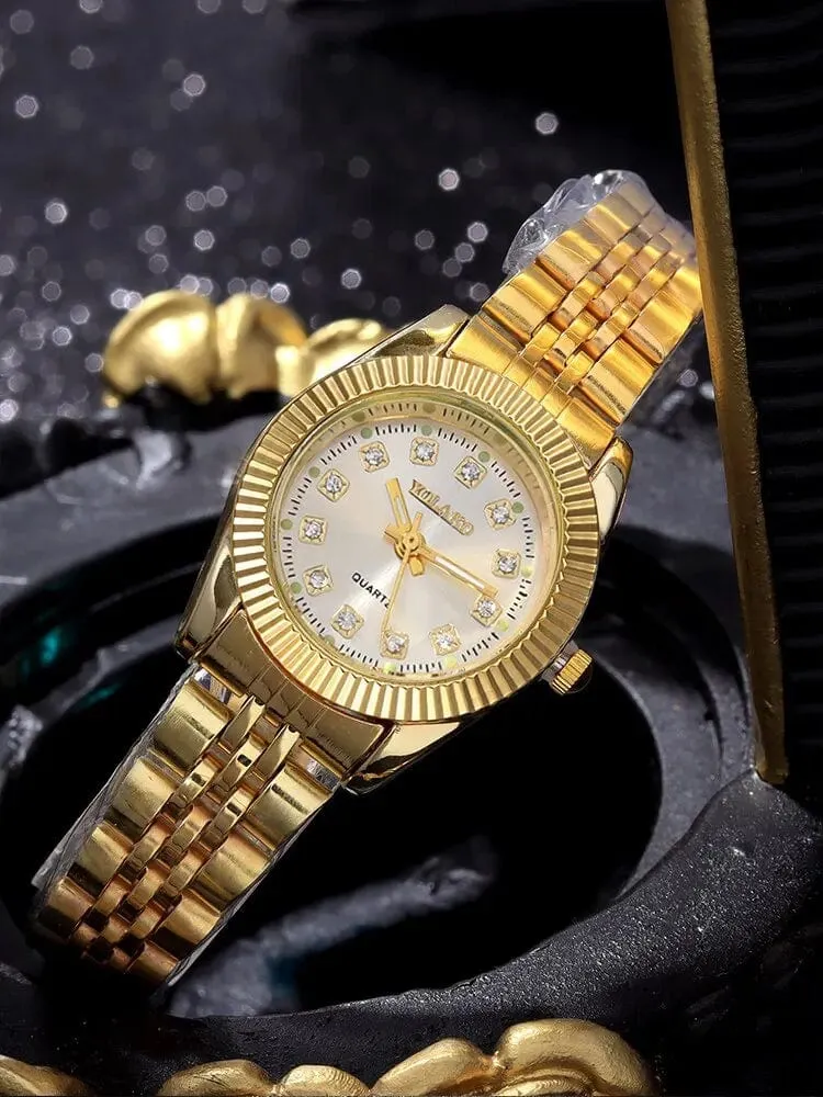 1 PCs Mode Gold Stahl Band frauen Quarz Uhr