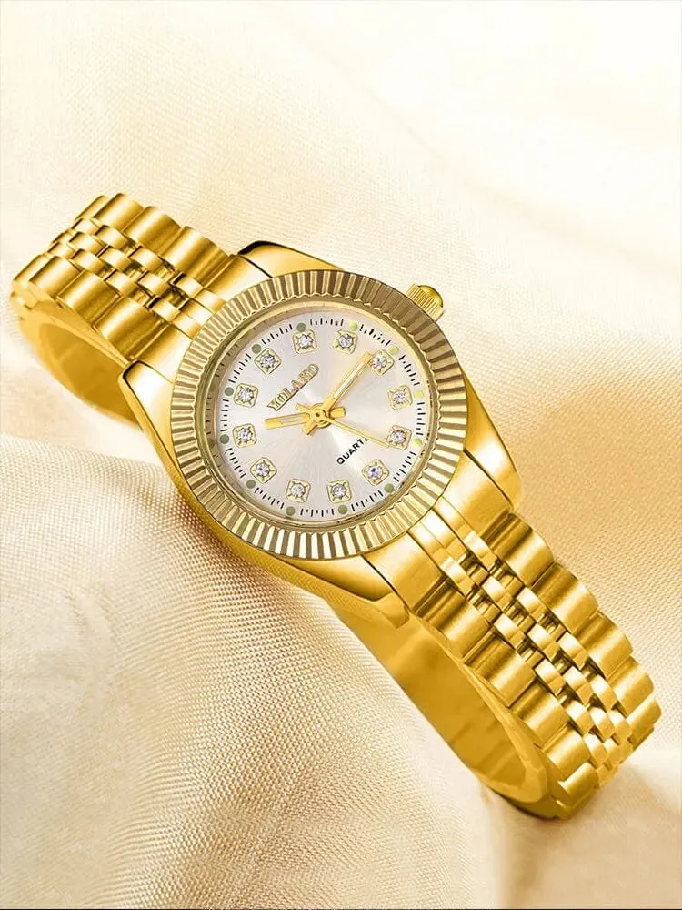 1 PCs Mode Gold Stahl Band frauen Quarz Uhr
