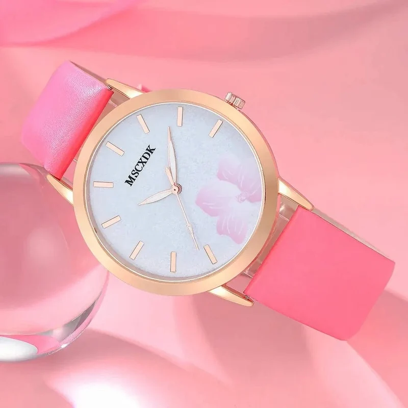 Frauen Rosa Uhr & Brille Set Mode Weibliche Casual Leder Gürtel Uhren Damen Quarz Armbanduhren Kleid Uhr Montre Femme