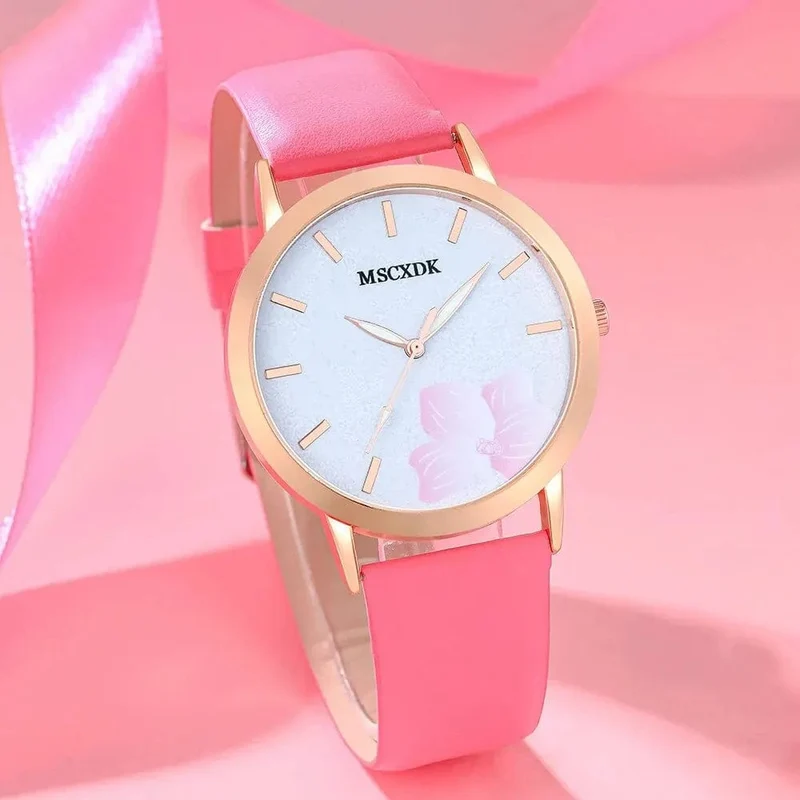 Frauen Rosa Uhr & Brille Set Mode Weibliche Casual Leder Gürtel Uhren Damen Quarz Armbanduhren Kleid Uhr Montre Femme