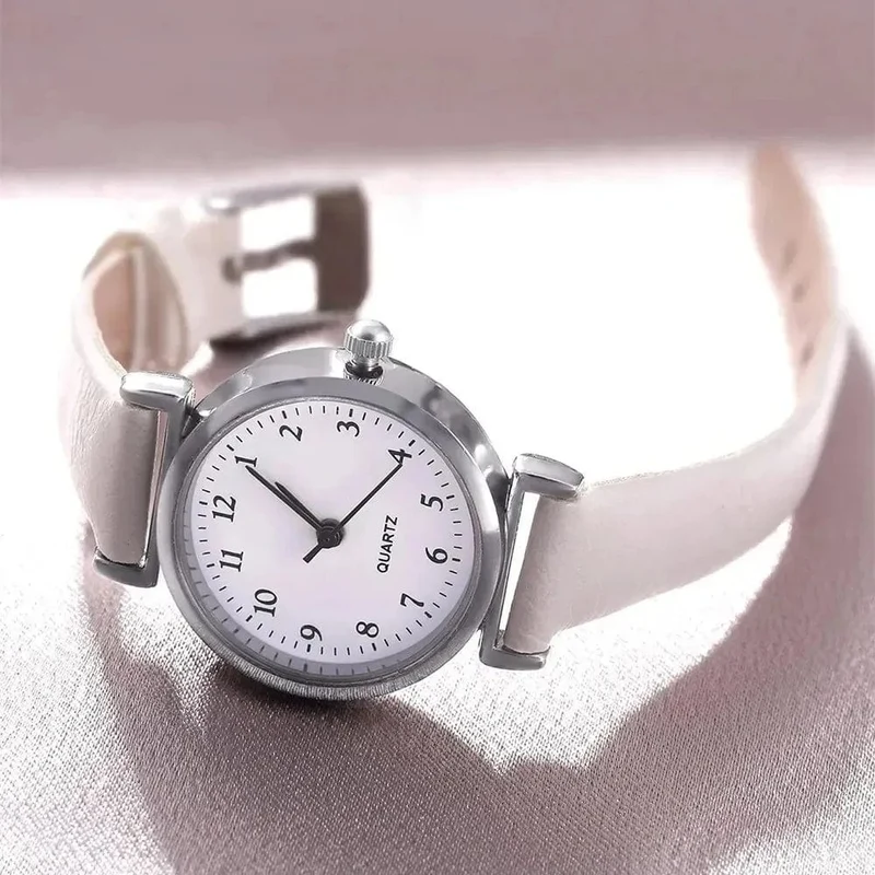 Luxus damen armband quarzuhr frauen uhr armband set weißes zifferblatt einfache leder luxus damen uhr
