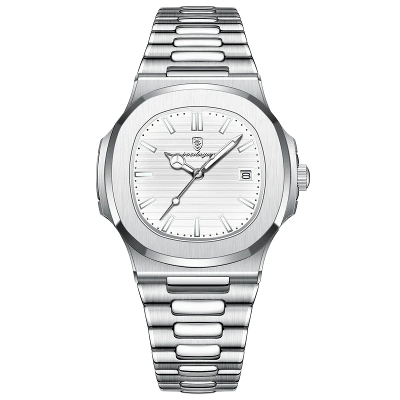 POEDAGAR Luxus-Armbanduhr für Herren, wasserdicht, leuchtend, Datum, Leder, Herrenuhr, Sport, quadratisch, Herrenuhr, lässig, Quarzuhr
