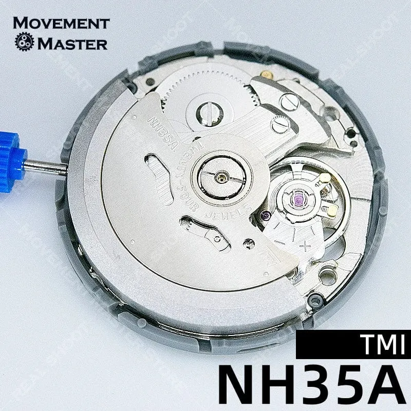 TMI Japan NH35 Uhrwerk Hochpräzise mechanische Automatikuhr mit Tages- und Datumseinstellung, mechanische Armbanduhren, Armbanduhr für Männer