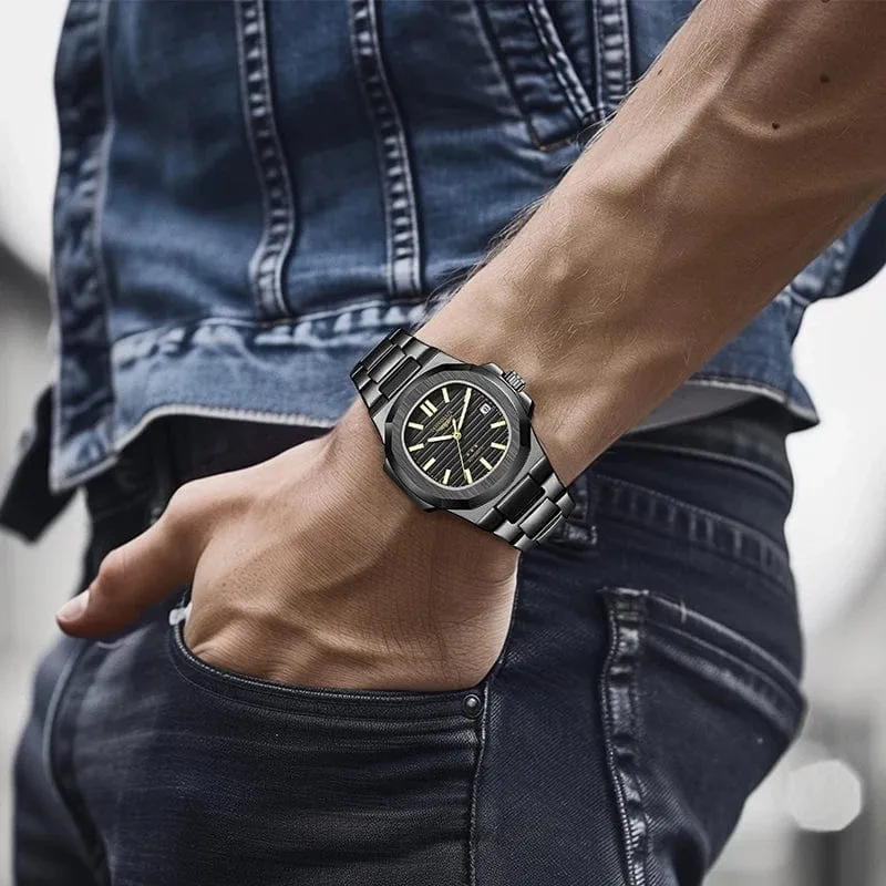 Mann uhr automatische bewegung cool großhandel lestainless stahl datum automatische uhr luxus LONGLUX mechanische armbanduhren