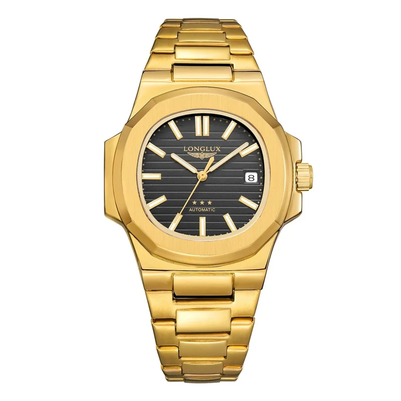 Mann uhr automatische bewegung cool großhandel lestainless stahl datum automatische uhr luxus LONGLUX mechanische armbanduhren