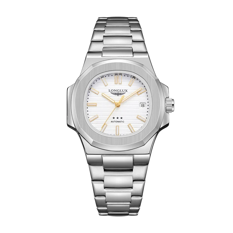 Mann uhr automatische bewegung cool großhandel lestainless stahl datum automatische uhr luxus LONGLUX mechanische armbanduhren