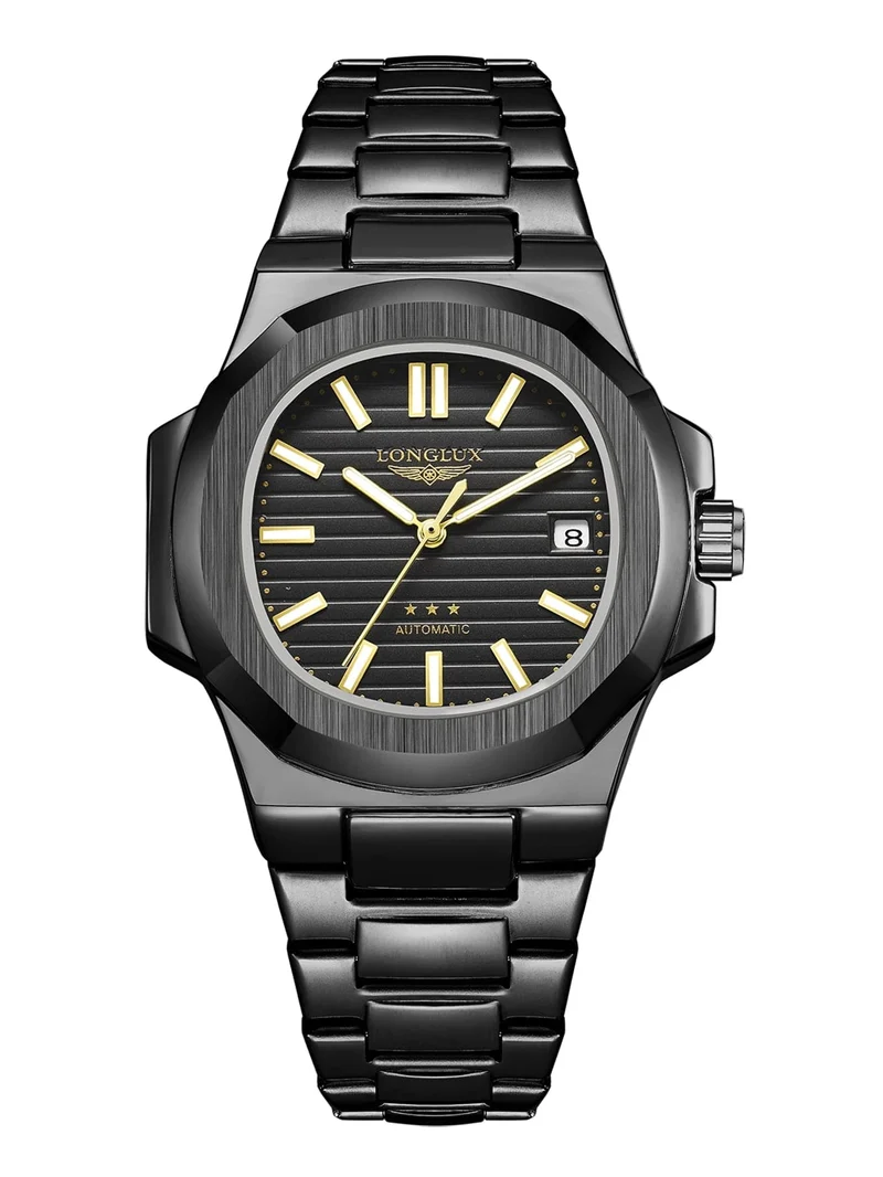 Mann uhr automatische bewegung cool großhandel lestainless stahl datum automatische uhr luxus LONGLUX mechanische armbanduhren