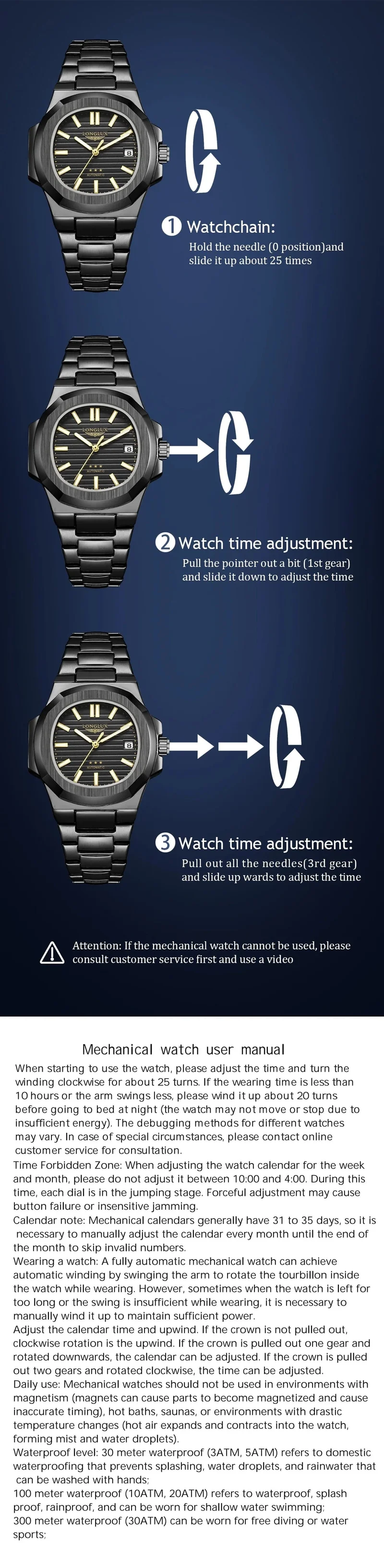 Mann uhr automatische bewegung cool großhandel lestainless stahl datum automatische uhr luxus LONGLUX mechanische armbanduhren