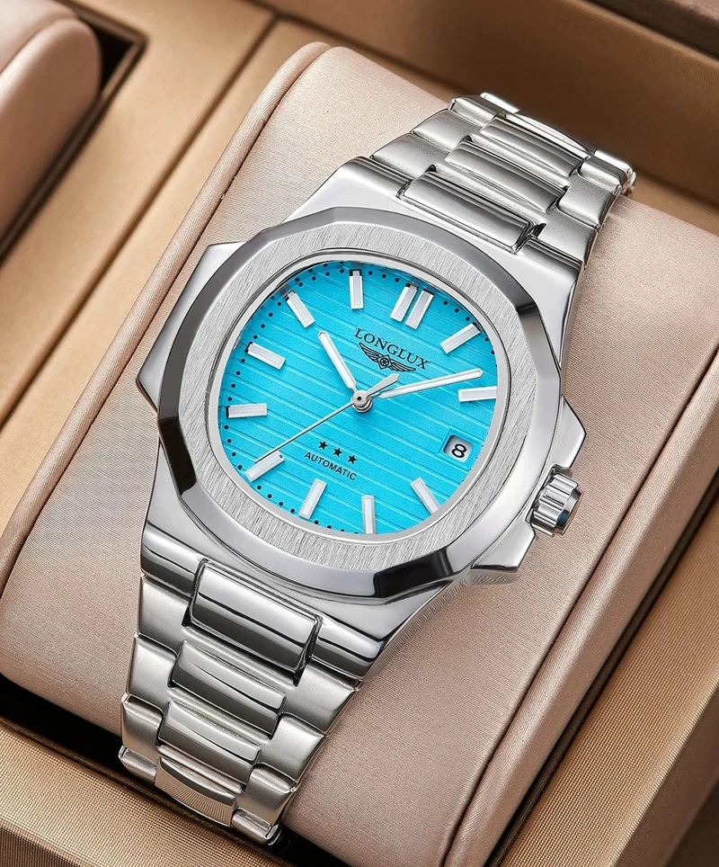 Mann uhr automatische bewegung cool großhandel lestainless stahl datum automatische uhr luxus LONGLUX mechanische armbanduhren