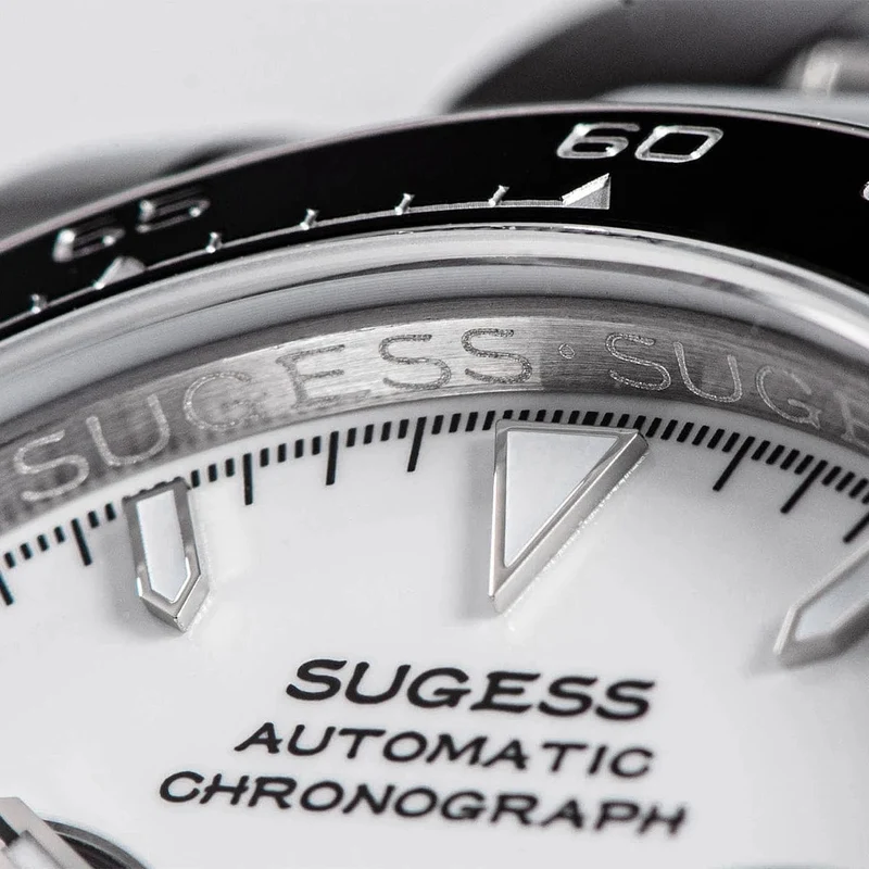 Sugess Panda Chronograph Uhrwerk Automatische Mechanische Chronograph Armbanduhr Wasserdicht Tauchen Männer Uhren Keramik Lünette Tona