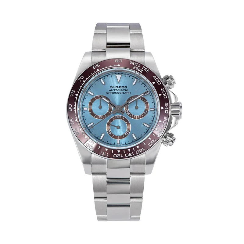 Sugess Panda Chronograph Uhrwerk Automatische Mechanische Chronograph Armbanduhr Wasserdicht Tauchen Männer Uhren Keramik Lünette Tona