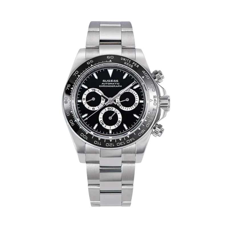 Sugess Panda Chronograph Uhrwerk Automatische Mechanische Chronograph Armbanduhr Wasserdicht Tauchen Männer Uhren Keramik Lünette Tona