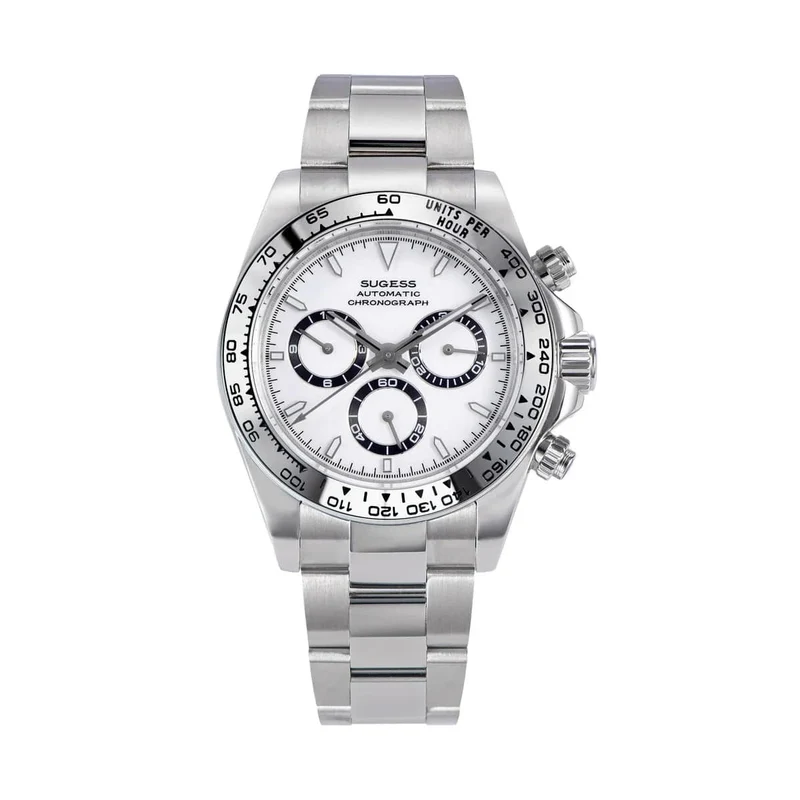 Sugess Panda Chronograph Uhrwerk Automatische Mechanische Chronograph Armbanduhr Wasserdicht Tauchen Männer Uhren Keramik Lünette Tona