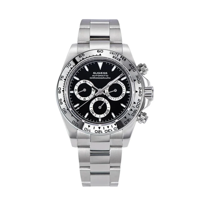 Sugess Panda Chronograph Uhrwerk Automatische Mechanische Chronograph Armbanduhr Wasserdicht Tauchen Männer Uhren Keramik Lünette Tona