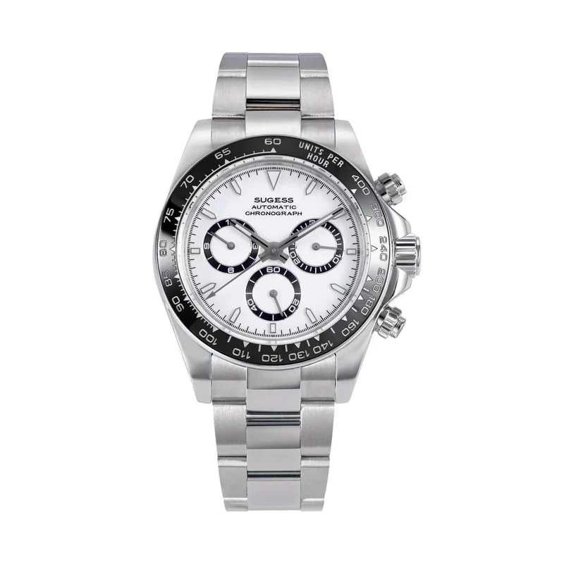 Sugess Panda Chronograph Uhrwerk Automatische Mechanische Chronograph Armbanduhr Wasserdicht Tauchen Männer Uhren Keramik Lünette Tona