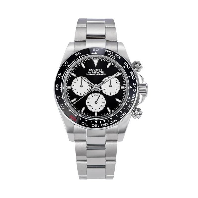 Sugess Panda Chronograph Uhrwerk Automatische Mechanische Chronograph Armbanduhr Wasserdicht Tauchen Männer Uhren Keramik Lünette Tona